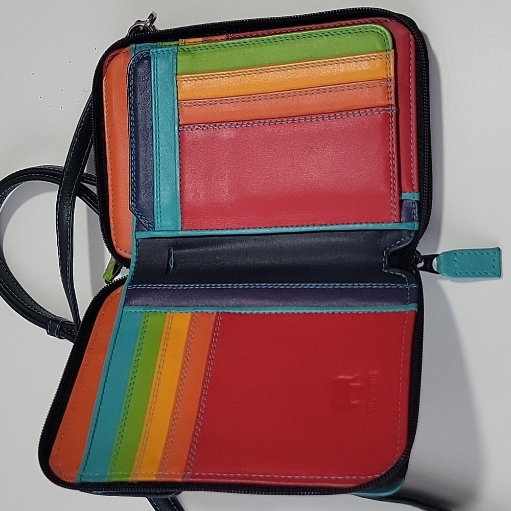 My Walit Small Crossbody Wallet Black With Blue Thread - Picture 2 of 16